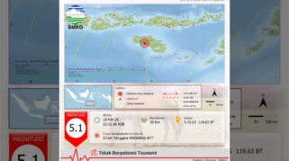 BMKG melaporkan bahwa gempa bumi dengan magnitudo 5.1 terjadi di wilayah Waibakul (BMKG/Lintas Sumba)