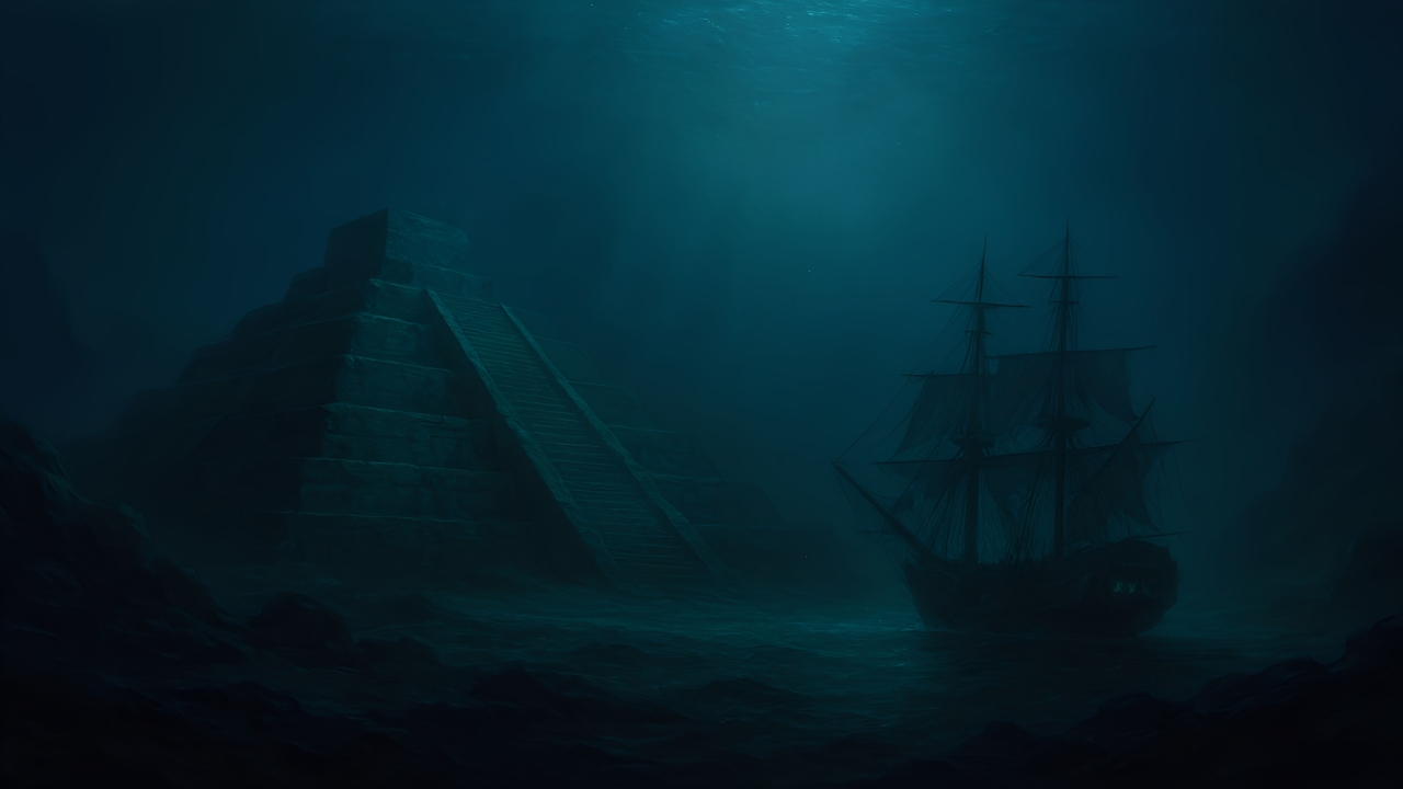 Gambar Ilustrasi. Kota hilang dan kapal di kedalaman atau dasar laut (Johan Sogara/Lintas Sumba)