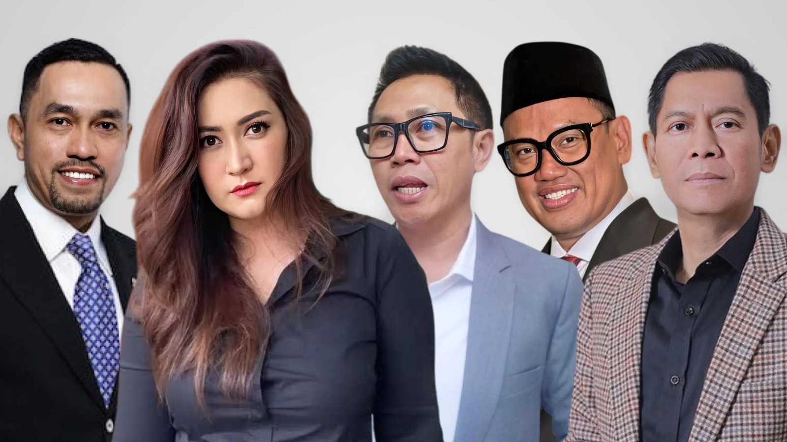 Kiri ke kanan: Ahmad Sahroni, Nafa Urbach, Eko Patrio, Uya Kuya, dan Adies Kadir, anggota DPR RI yang diberi sanksi oleh Mahkamah Kehormatan Dewan (Johan Sogara/Lintas Sumba)