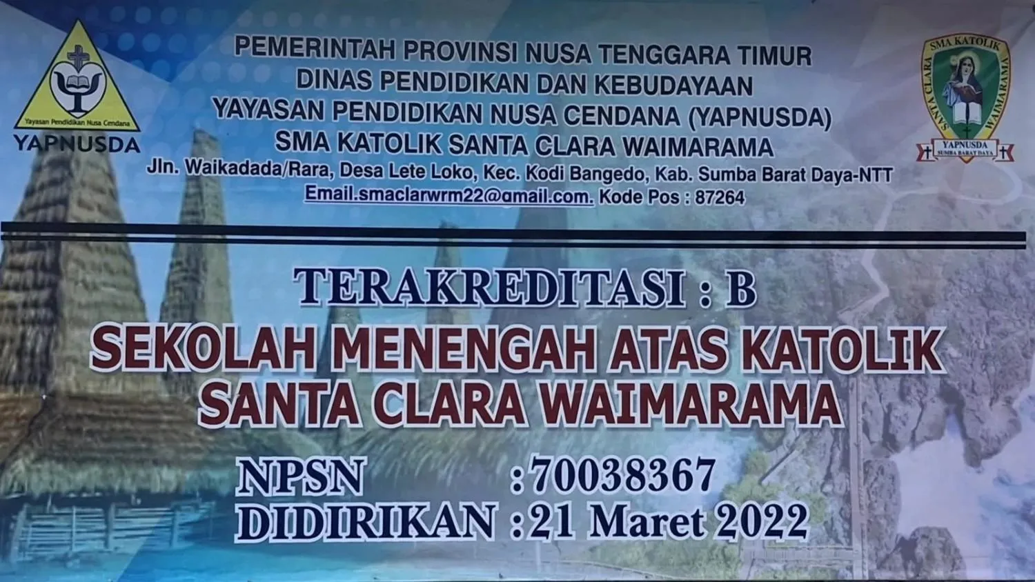 SMAK Santa Clara Waimarama saat ini telah mengalami peningkatan status akreditasi dari sebelumnya C menjadi B (Johan Sogara/Lintas Sumba)