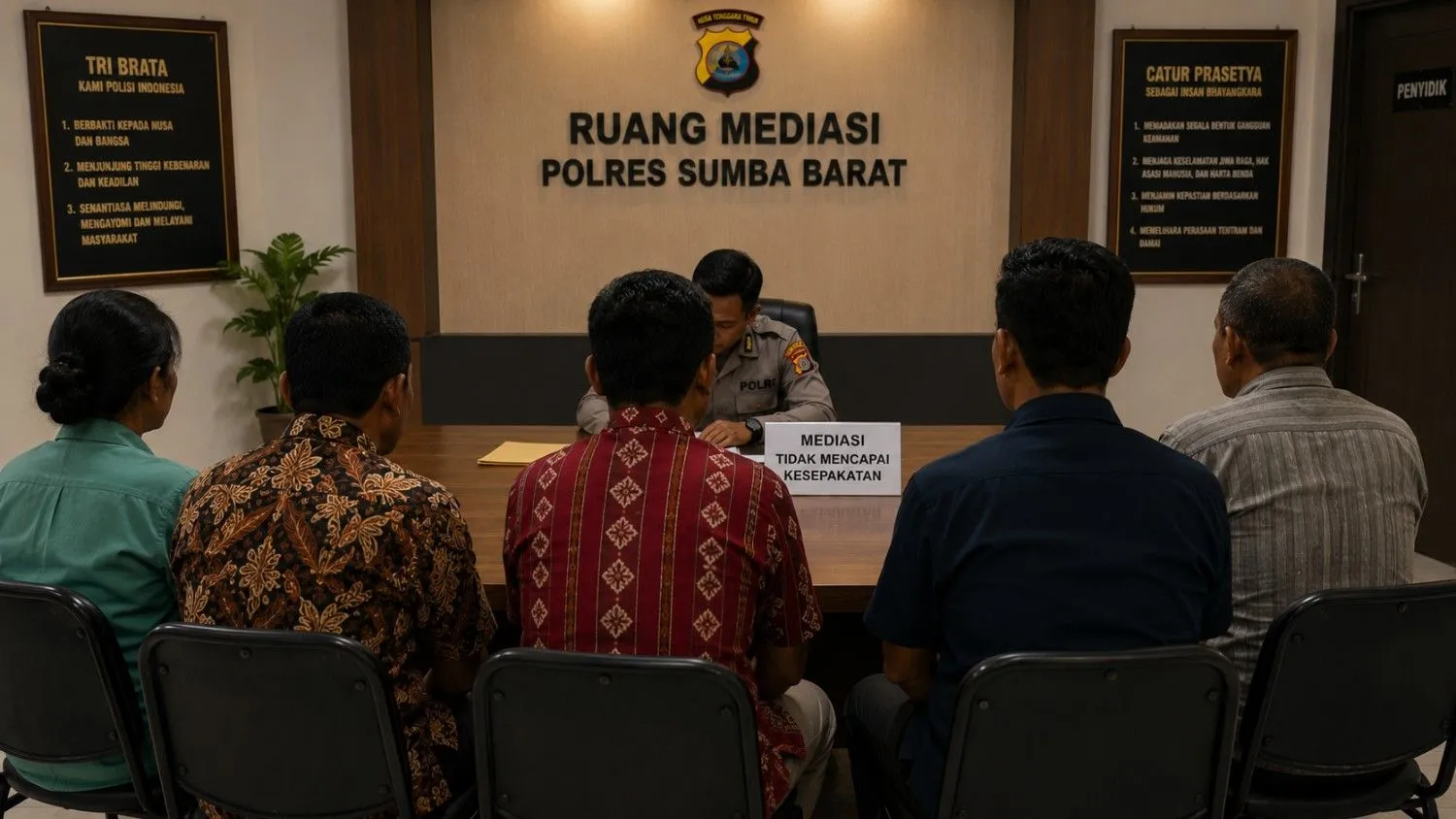 Ilustrasi proses mediasi perkara dugaan pencemaran nama baik di ruang mediasi kepolisian (Lintas Sumba)