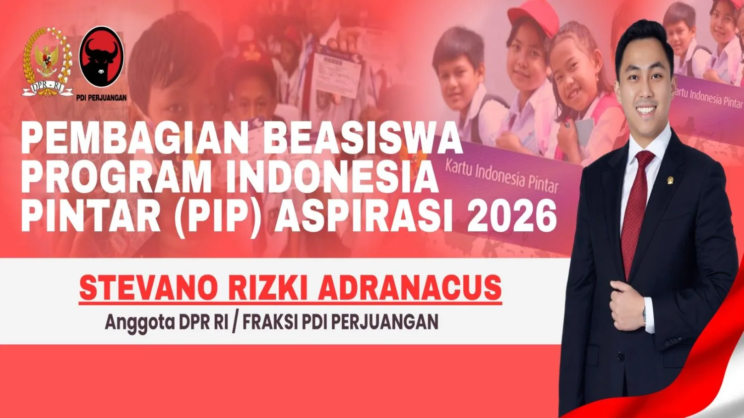Jelang HUT ke-81 Republik Indonesia (RI), Anggota DPR RI Komisi X dari Fraksi PDI Perjuangan, Stevano Rizki Adranacus, salurkan 1.186 beasiswa PIP di Sumba Barat Daya (Johan Sogara/Lintas Sumba)