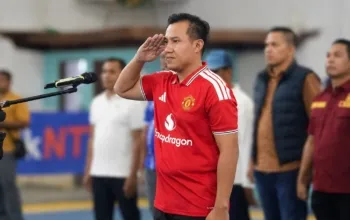 Wakil Bupati Sumba Barat Daya (SBD), Dominikus Alphawan Rangga Kaka, saat buka Turnamen Futsal Bupati Cup Jilid II Tahun 2026 di Charlie Sports Center, Kota Tambolaka (Johan Sogara/Lintas Sumba)