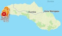Titik gempa bumi yang saat ini sedang terjadi di Sumba Barat Daya (SBD), NTT (Tangkap Layar Situs Resmi BMKG)