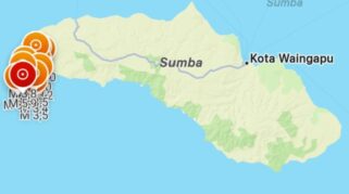 Titik gempa bumi yang saat ini sedang terjadi di Sumba Barat Daya (SBD), NTT (Tangkap Layar Situs Resmi BMKG)